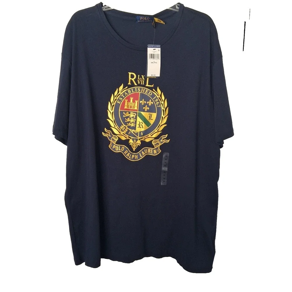 NWT Polo Ralph Lauren Polo Crest T Shirt Men's 2XL Blue Graphic Logo $65.00